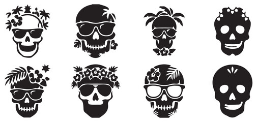 Pirate skull icons with sunglasses and bandana for summer beach theme vector illustration eps 10 © MDRAKIBUL