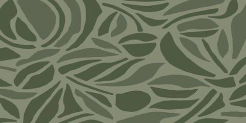Seamless pattern of abstract green leaves, botanical organic shapes camouflage vector illustration © SitiAhdiatun