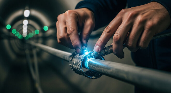 Engineer adjusting high tech valve system