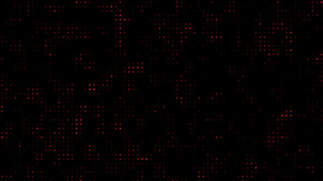 4K Abstract midnight red dot matrix background loop. Futuristic technology data grid animation.