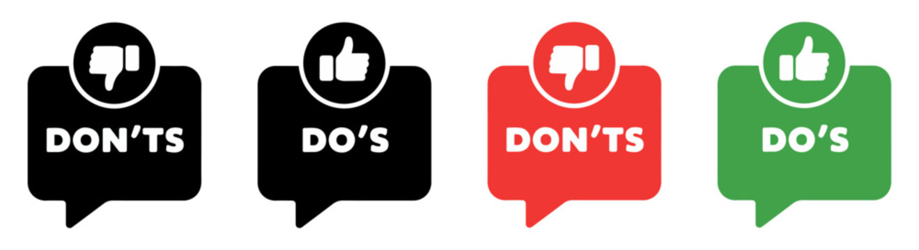 dos donts speech bubble icon set