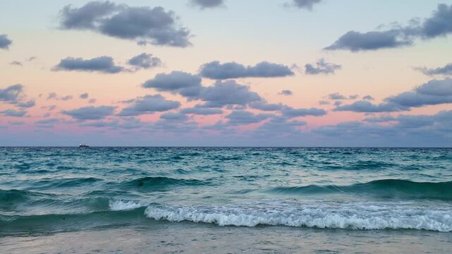 Dramatic sky and seascape at summer vacation. Skyscape with sea horizon. Scenic horizon view at sea nature. Romantic summer vacation view on seascape. Vacation tour. Sea horizon view