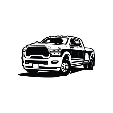 Heavy Duty Dually Pickup Truck Vector Illustration Isolated