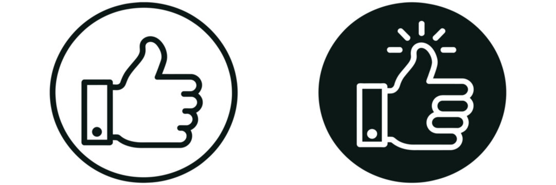 Thumb Up Icons Set &ndash; Like, Approval, Confirmation, Rating and Positive Feedback Vector.