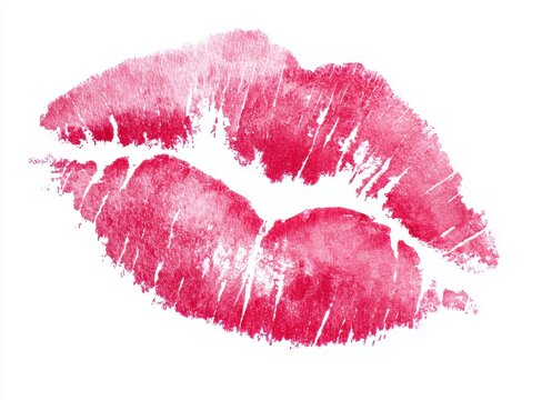 Detailed pink lipstick kiss mark with lipstick cosmetic feminine isolated valentine cosmetics decorative beautycare glamorous expression romantic affection illustration creative