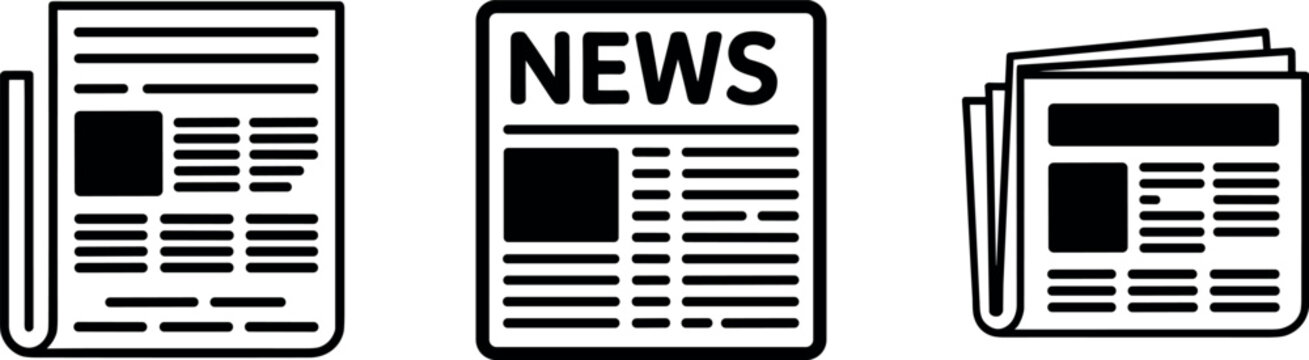 Newspaper line icon set featuring daily news paper media publication articles and journalism print symbol vectors isolated on white background