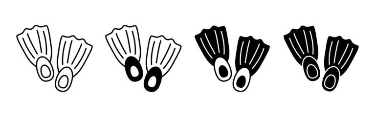 Pair of Swim Fins Summer Snorkeling and Diving Gear. © drawnbybert