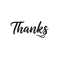 Fototapeta premium Clean Brush Script Thanks Modern Calligraphy Text Design for Greeting Cards and Business Appreciation Stationery Layouts