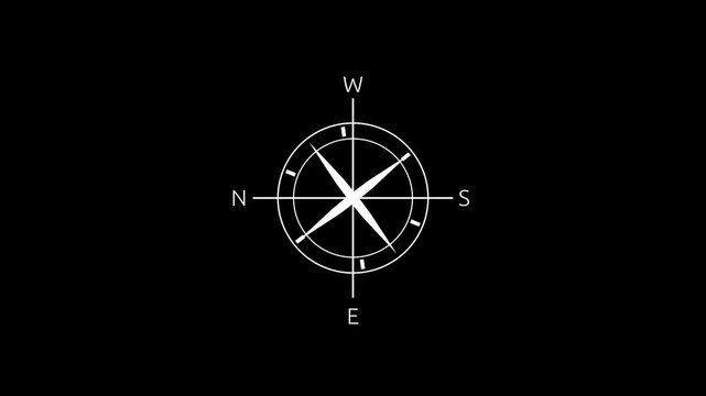 Compass icon animated. Direction video animation. Gps road navigation silhouette map logo.Travel icon.