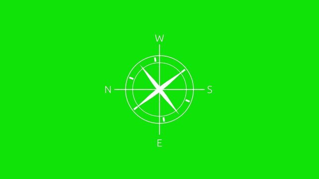 Compass icon animated. Compass line icon on the Alpha Channel. Directional compass icon.