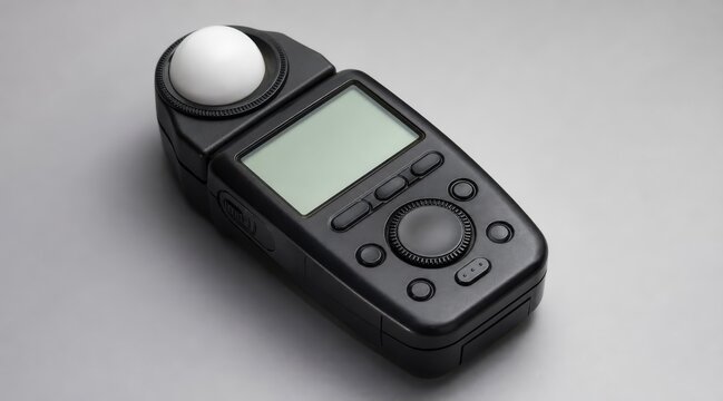 Handheld incident light meter on grey background