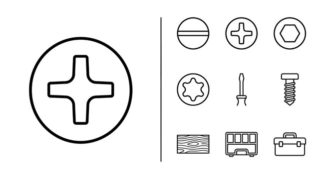 Set of Industrial Hardware and Construction Tool Icons