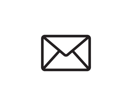 Closed white envelope icon on black background. Minimalist mail or email symbol for digital communication design.