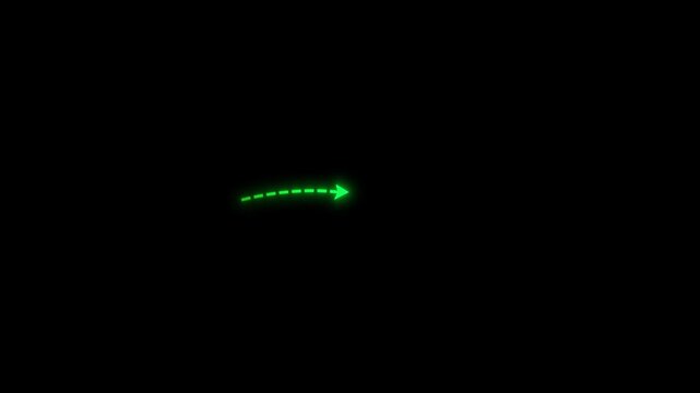 Glowing Green path with arrow animation pack on a black background.
