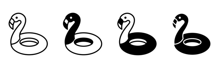 Fototapeta premium Black and White Swan Pool Float Icons Summer.