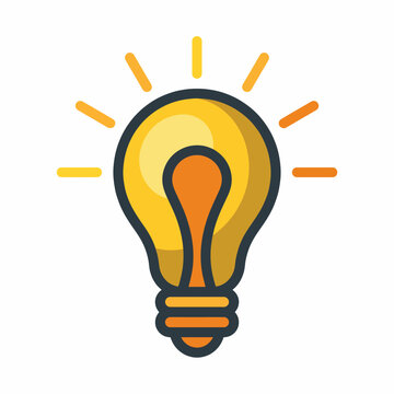 This bright light bulb icon is illustrated with sunrays emanating outward, symbolizing creativity, ideas, and bright prospects in personal and professional development.