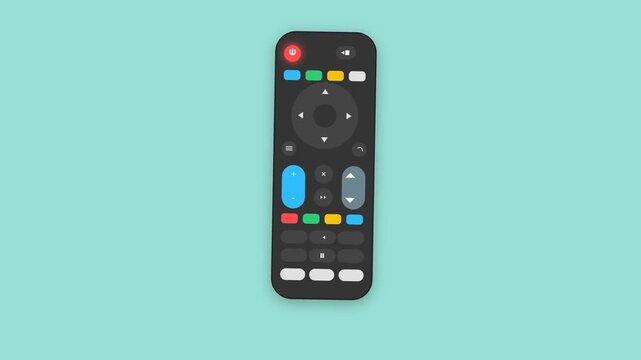Minimalist Digital Television Remote Control Vector Illustration with Flat Interface Design Elements on Soft Pastel Background