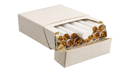 Opened pack of cigarettes showing tobacco inside isolated on transparent background png. © Png ProTeam