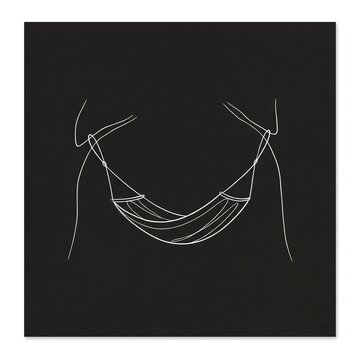 Minimalist Line Art Hammock Illustration on Black Background