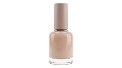 Single bottle of light nude nail polish with a matching cap standing upright on a surface. © Png ProTeam