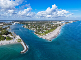 Rock jetty at the entrance to Jupiter Inlet in Palm Beach County, Florida. © Ryan Tishken