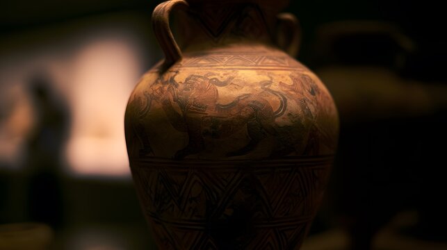 Ancient Amphora&rsquo;s Mythical Depictions Evoke History Within a Museum Display Case