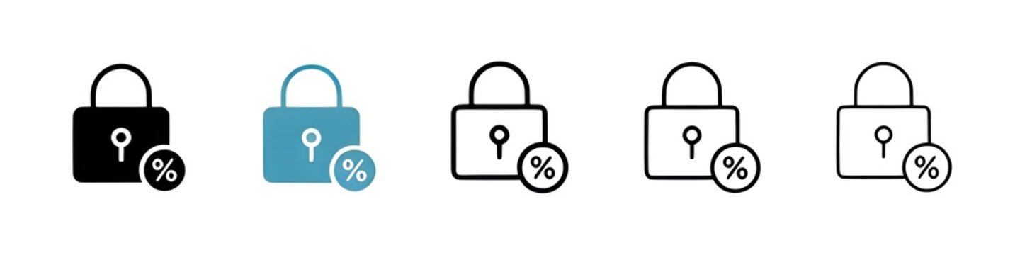 Fixed rate mortgage icon pack. line style EPS 10. Thin line customizable illustration. Contour symbol. Vector isolated outline drawing. Editable stroke