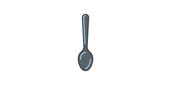 A single simple silver metallic spoon icon illustration.