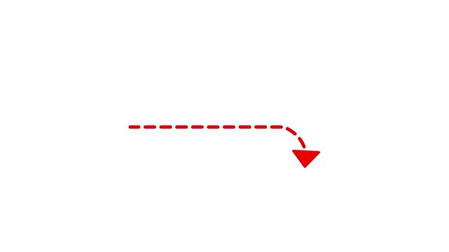 Red dotted path with arrow animation on a white background.