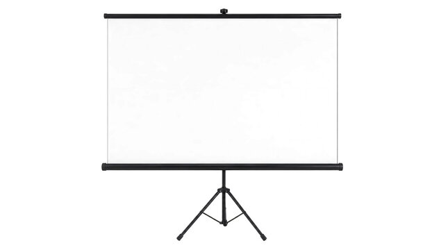 Blank projection screen in tripod isolated on transparent background