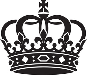 Royal crown silhouette with fleur de lis symbols for kingdom and monarchy branding isolated vector art. © Sheplob