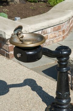Public outdoor water fountain in Chagrin Falls, Ohio USA