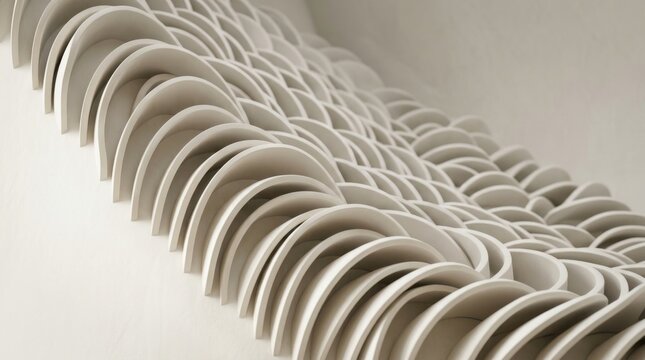 Elegant Stacked Design of Curved Shapes in Soft Neutral Tones