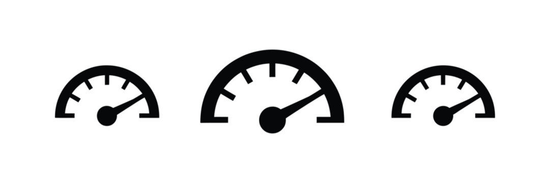 Car speedometer gauge icon featuring dashboard meter, vehicle speed, tachometer, automobile instrument, and vector illustration