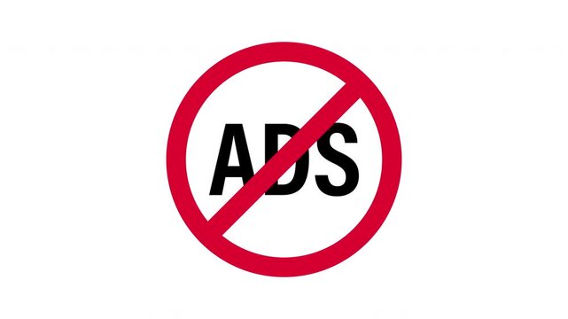 No Ads, Ads prohibition symbol icon representing Ad blocker concept animation