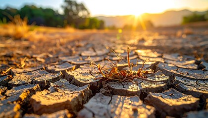 Obraz premium Cracked dry earth landscape.