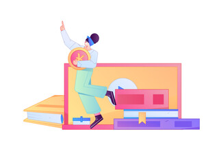 Obraz premium Education and learning people flat vector concept hand drawn illustration 