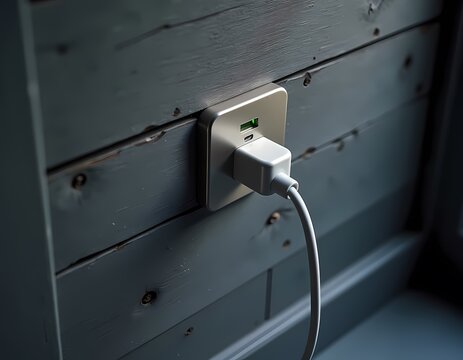 Phone Charger Plugged Into Wall Outlet