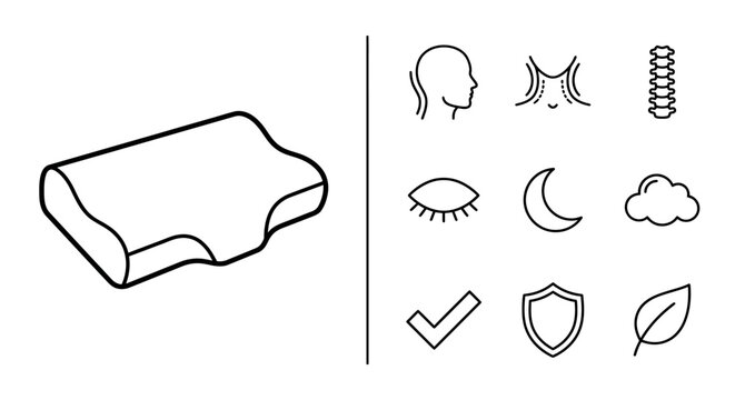 Orthopedic Pillow and Sleep Wellness Icons Set
