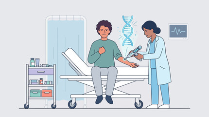 Fototapeta premium Doctor takes blood sample from patient for genetic testing