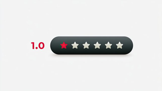 Low rating display with one red star and number 1.0