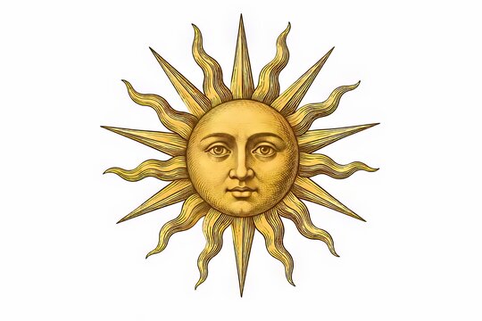Sol vintage con rostro humano