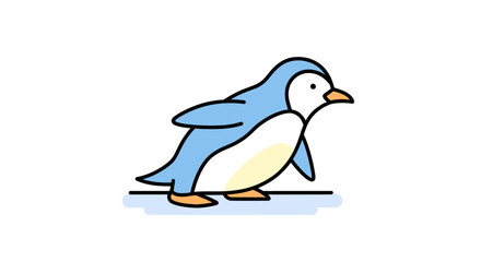 Cute Cartoon Penguin Walking Alone. © Wikan