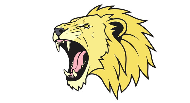 Roaring Lion Cartoon Illustration Closeup.