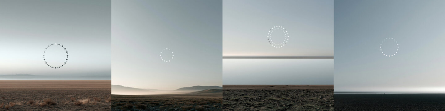 Tranquil scenery featuring a gentle gradient sky and a circular design on a clear backdrop