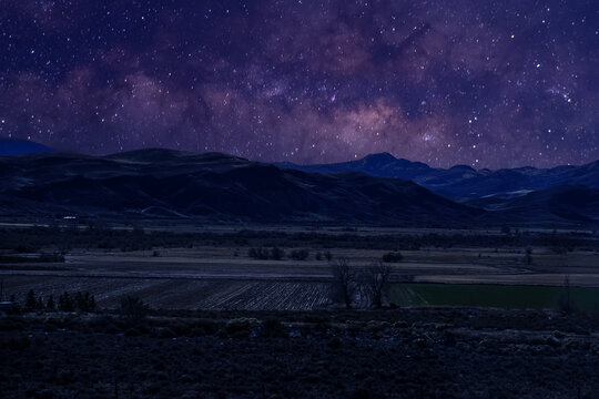 Milky Way over a mountain field