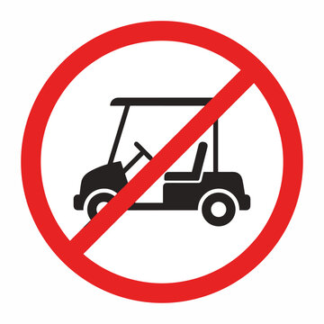No golf carts allowed sign, indicating prohibition of golf cart vehicles in a specific area or zone.
