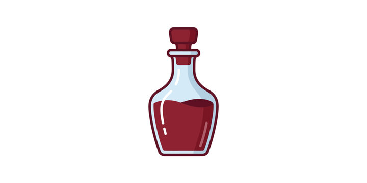 Cartoon Illustration of a Glass Bottle Filled with Red Potion.