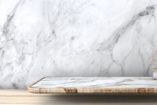 Minimalist marble countertop display shelf against textured marble wall background for product presentation with countertop background minimalist interior platform tabletop architectural