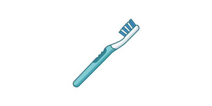 Cartoon illustration of a modern manual toothbrush for daily oral hygiene.